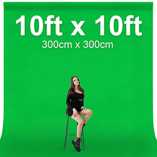 EMART 3x3m Greenscreen Grüner Hintergrund Polyester Grüne Chromakey Green Screen Faltbar mit 4 Clip für Fotografie, Zoom, Interviews, Live-Stream