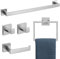 TURS 5-Piece Bathroom Hardware Set Brushed Nickel Include 24 Inch Towel Bar, Ring, Toilet Paper Holder, 2 Hooks - SUS 304 Stainless Steel Bath Accessory Wall Mounted