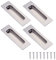 UTMACH 4 Stück Griffmuschel Schiebetür Edelstahl Muldengriff Versenkte Schiebetürgriff Rechteckig Türgriffe Einlassgriff Eckig mit Schraube für Schränke Schubladen,12x4cm,Silber