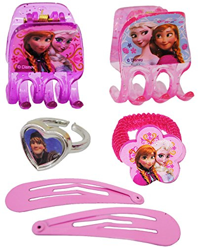 alles-meine.de GmbH 6 TLG. Set - Haarschmuck & Ring - Frozen/die Eiskönigin - für Kinder/Schmuck Haargummis - Mädchen Prinzessin Olaf - völlig unverfroren - ELSA Arendell..