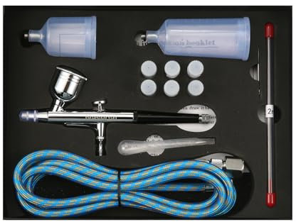Kit aérographe professionnel à double action, tasse 7 cc, 20 cc, 40 cc, adaptateur 0,6 cm - 1/4, tuyau d'aérographe de 1,8 m, buses 0,2/0,3/0,5 mm, aiguilles pour modélisme, peinture, décoration de