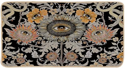 EXUQO Evil Eye Door Mat,Psychedelic Sunflower Entrance Floor Mat Indoor,Trippy Floral Gothic Hippy Snake Welcome Mat for Living Room Bedroom Bars Cafe Porch,30x16 Inch