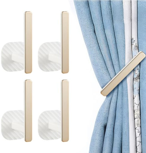 LIUCONGBD 4PCS Self Adhesive Curtain Holdbacks, Wall Mounted L Shaped Nordic Style Curtain Tiebacks