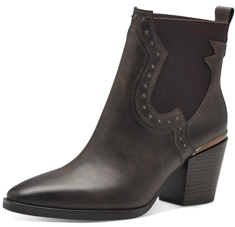 MARCO TOZZI Damen Stiefeletten mit Absatz Cowboy Spitz, Braun (Mocca), 38 EU