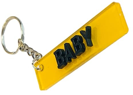 Sonnet Signs Personalised 4D Numberplate Keyring: Custom Name & Car Registration Licence Plate Key Ring - Name Keychain, Gift Custom Number Palte (Reflective Yellow)