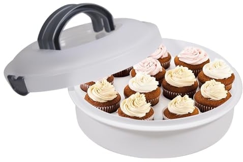Gzsekken Cake Carrier with Lid and Tray, Two Tier Stackable Cup Cake Box Round Cake Container Egg Holder,Plastic Storage Container Lockable for Pies, Cookies, Nuts, Fruit Suitable for 10 inch Cake