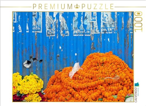CALVENDO Puzzle Blaue Wand auf dem Blumenmarkt | 1000 Teile Lege-Größe 64 x 48 cm Foto-Puzzle für glückliche Stunden