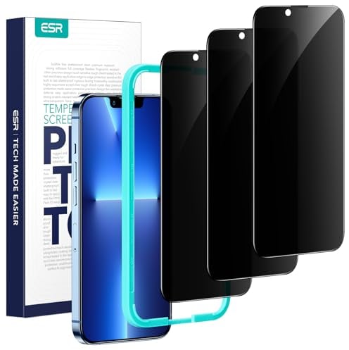 ESR 3 Pack for iPhone 16e/ iPhone 14/ iPhone 13/ iPhone 13 Pro Privacy Screen Protector, Anti-spy Tempered-Glass Privacy Screen Protector, Micro-curved Edges, Case Friendly