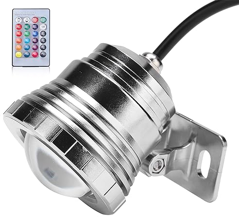 Akozon RGB-LED-Unterwasser-, Garten-AC-DC-12V-Schwarzlicht-wasserdichte Mehrfarbige Außenlampe (Silbernes, kunststoffbeschichtetes Aluminium)