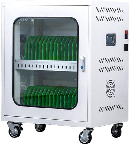 QLYFWLKQ Charging Cart and Cabinet for for 30 Ipads Devices, Chromebook and Laptop Computer with Lock - 30 Bay Mobile Storage Cart, Classroom Locking Charging Station