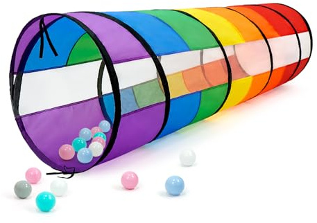Kinder-Spieltunnel für Kleinkinder, groß 53,3 cm, buntes Regenbogen-Pop-Up-Krabbelzelt mit atmungsaktivem Netz, für drinnen und draußen, für Babys und Haustiere