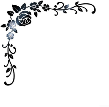 Flower Vine 3D Acrylic Mirror Wall Sticker, Wall Decal for Home Living Room Bedroom Dining Room TV Background Wall Decor (Black)