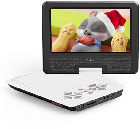 YOTON Lettore DVD portatile da 9,5 pollici per bambini e auto, schermo HD girevole da 7,5 pollici con 4-6 ore di batteria integrata, supporto schermo di sincronizzazione alla TV, supporto SD