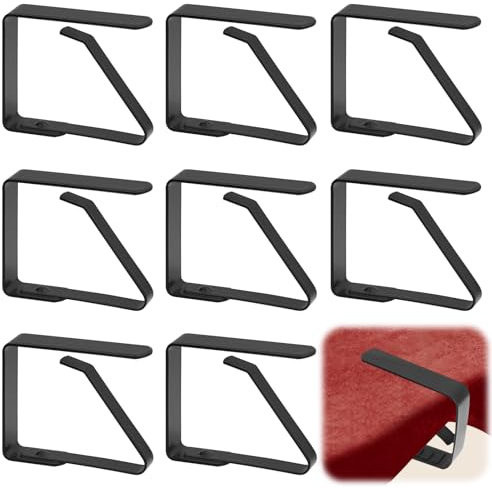 Criveple 8 Pièces Pince Nappe Exterieur Inoxydable, Attache Nappe de Table Exterieur 5 x 4 cm, Pince pour Nappe de Table Clips Ajustable, pour Jardin Cuisine Restaurant Bureau Mariage Fête (Noir)