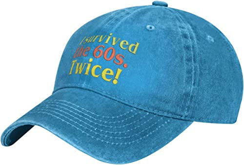 fifbird Unisex Cowboy Baseball Cap I Survived The 60s Twice! Adjustable Trucker Cap Baseball Cap, blau, Einheitsgröße