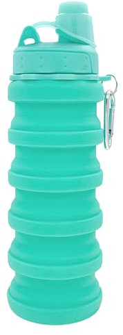 YCTMALL Collapsible Water Bottles Travel Sports Portable Sport Water Bottle comes with mountaineering Buckle 500ml silicone Water-proof camping water bottle (Green Color)