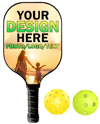 Raquettes de pickleball personnalisées avec logo photo et texte, raquette de pickleball personnalisée en fibre de verre avec poignée confortable, cadeaux personnalisés pour débutants et professionnels