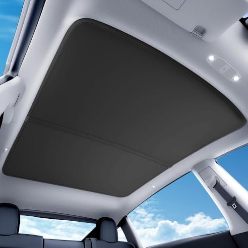 Ywooon Parasol Techo para Tesla Model Y 2025 Juniper [Superior Anti-UV & Sag-Free] Cristal de Hielo Aislamiento Térmico Parasol de Techo de Cristal para Tesla Model Y Highland, Negro