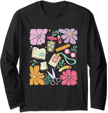 Colorful Planner And Stationery Aesthetic Long Sleeve T-Shirt