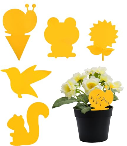 Disnace 100 PCS Double Sided Sticky Trap for Flying Insect, Cute shaped Sticky Traps for Plant, Indoor and Outdoor Fly Traps Bug Catcher, Catcher Sticky for Gnats Moths Mosquito (Yellow)