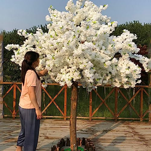 Árbol de Cerezo Artificial Grande de 2,8 x 2,8 m (9,2 x 9,2 pies), Planta de simulación, árbol de durazno Blanc, árbol de los Deseos, Flor de Seda Falsa, decoración para Centro Comercial, 1