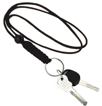 Cordon tour de cou pour clés – Cordon avec clip en métal | Sangle de sifflet réglable pour clés et porte-clés, cordon tour de cou léger pour le travail, la randonnée, les voyages, les activités de