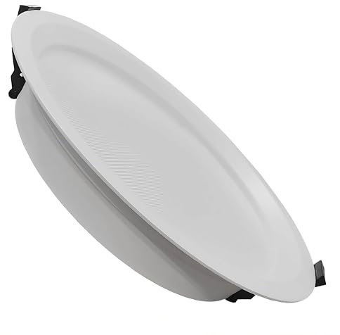 FactorLED Downlight LED 40W Blanco, Plafón Empotrable Redondo, 4400Lm, UGR17, IP54, Lampara Circular 230mm, Corte Techo Ø215mm, Alta Luminosidad, Luz seleccionable CCT 3000K-4000K-5700K (Ø23cms)