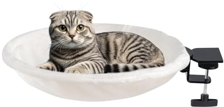 Schreibtischbett für Katze, Indoor-Kätzchen-Hängematte unterstützt bis zu 22,7 kg, rutschfestes Katzen-Schreibtischbett für Wohnzimmer, Schlafzimmer, Balkon, Bücherregal, Fensterbank