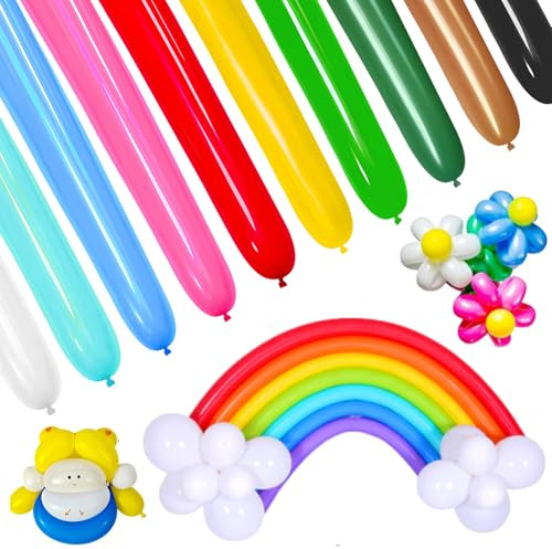 100 Pcs Modeling Balloons 11.8 Inches, Long Balloons, Latex, Suitable for Decoration of Festivals, Children's Birthdays, Weddings and Other Parties, and also Suitable for Animal-Shaped Parties