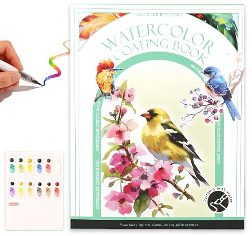 Aquarell Malbuch für Erwachsene, Alnaurly Aquarellfarben Zeichenpapier, Malblock mit Wasserfarben Aquarellbücher Arbeitsbuch Entspannen und Stressabbau
