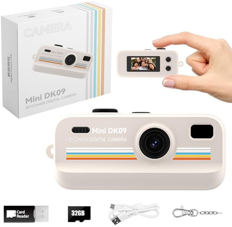 Mini Retro Digital Camera 2K HD 16X Zoom LED Fill Light | Keychain Camera Retro Filters Easy Operation Portable Pocket Camera for Boys Girls Teens Birthday Gift