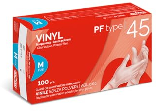 Glovely Guanto da esaminazione in polivinilcloruro (PVC), colore trasparente, senza polvere lubrificante, superficie liscia, idoneità alimentare - Taglia M