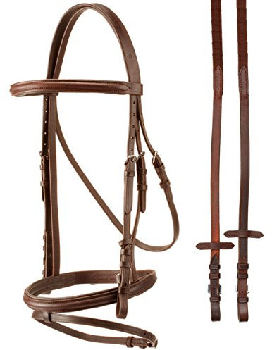 Kopfteil aus Leder mit Standfunktion und Reithalfter englisch Träger Schwarz Ful