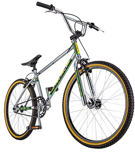 Schwinn Predator Team 24 Freestyle BMX Bike, Throwback 1983 Design, Single-Speed Drivetrain, Hi-Ten Steel Frame, Rattrap Pedals, Front and Rear Caliper Brakes, 24-Inch Gum Wall Tires, Chrome