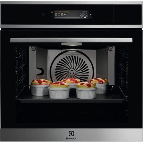 Electrolux EOA9S31CX Horno Multifunción de Vapor, 72 L, Cámara con Conectividad, Sonda Térmica, Puerta de 4 Cristales, Display LCD Táctil, Serie 900, Inox, Clase A++, Fabricado en DE