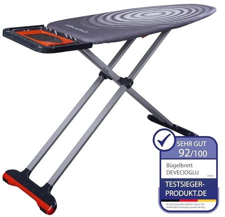 DEVECIOĞLU Bügelbrett - Ironing Board 170x48 cm mit Bügelbrettbezug 127x46 cm, speziell Bügelbrett für Dampfbügelstation | Bügelbrett klappbar | ideal als Tischbügelbrett - Bügelbretter