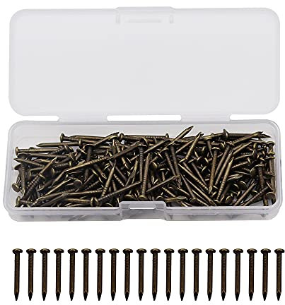PLCatis RundeKopf Hölzerne Nägel 200 Stück Rundkopfstifte Nägel 1,5 * 16MM Harpunennägel Nägel Bronze Rundkopf stahlnägel für DIY Handarbeit mit Aufbewahrungsbox