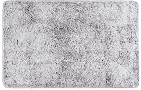 fluffy® Badteppich aus Mikrofaser mit Rutschfester Unterseite (50 x 80 cm, Grau)