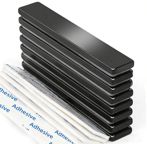 Grtard 8-pack neodymmagneter, stång, 60 x 10 x 3 mm, starka sällsynta jordmagneter, extremt kraftfull magnetstång med 8 st dubbelsidigt lim för multianvändning