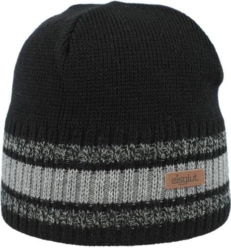 Eisglut Boweng Strickmütze, Wintermütze, Männermütze, Herrenmütze, Skimütze, Damenmütze (Schwarz)