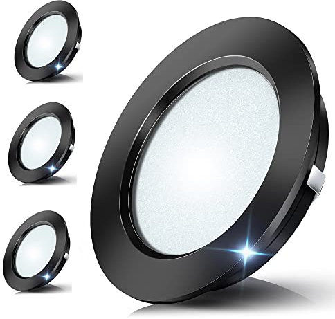 Jeloyutek 4 Pezzi Alluminio Faretti da Incasso 12V Soffitto LED integrati Dimmerabile 3W 4000K Foro 60-65mm per camper barca roulotte furgone yacht mobile cartongesso con cavo da 1M, Nero