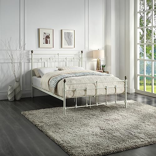 SlumberWorx BAYFORD TRADITIONAL WHITE METAL BED FRAME - SINGLE/SMALL DOUBLE/DOUBLE/KING SIZE WITH MATTRESS OPTIONS (No Mattress, King (U.K. Standard))