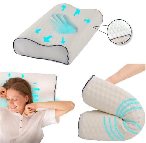Home Sense orthopädisches Kissen, Zervikalkissen gegen Nackenschmerzen, Maschinenwaschbares Schlafkissen Seitenschläfer, atmungsaktives Nackenkissen Curve, Weiß, ohne Duftstoffe