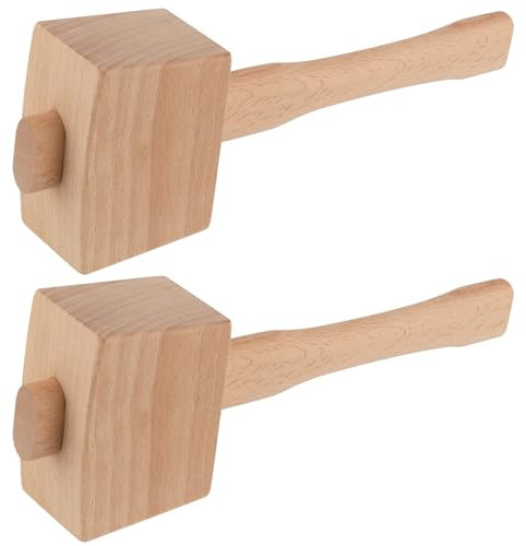 YUENPUN 2 mazzuoli in legno di faggio, martello per la lavorazione del legno per scalpelli, martello da campeggio per strumento di maschiatura in legno, scalpello intagliato