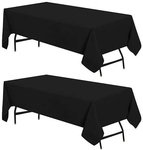 Utopia Kitchen Polyester Tischdecke 132 x 160 cm (2er-Pack, Schwarz) Maschinenwaschbare Tischdecke Ideal für Partys, Veranstaltungen, Hochzeiten und Restaurants (52 x 63 Zoll)