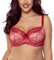 Vivisence Underwired Bra Lace Semi Padded Bra Half-Padded Cups Floral Lace Details Adjustable Straps Side Seam Boning Perfect for Elegant Gift, Red,38FF