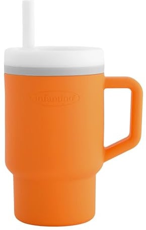 Infantino Ma Première Tasse – Adorable Tasse 255ml avec Paille Antifuite et Poignée Adaptée aux Tout-Petits, Favorise l'Hydratation, Facile à Nettoyer, Creamsicle