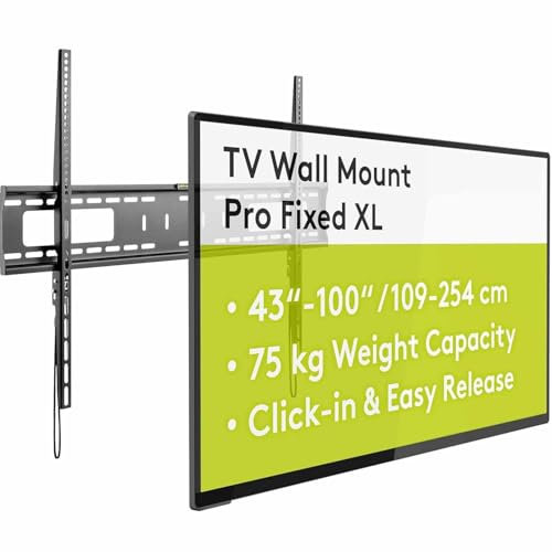 CABLEPELADO - Soporte de Pared para TV Pro Fixed (XL), 43 a 100 Pulgadas (109-254 cm), 75 Kg, Montaje fácil y Seguro, Vesa Standard, QLED/LED, Negro