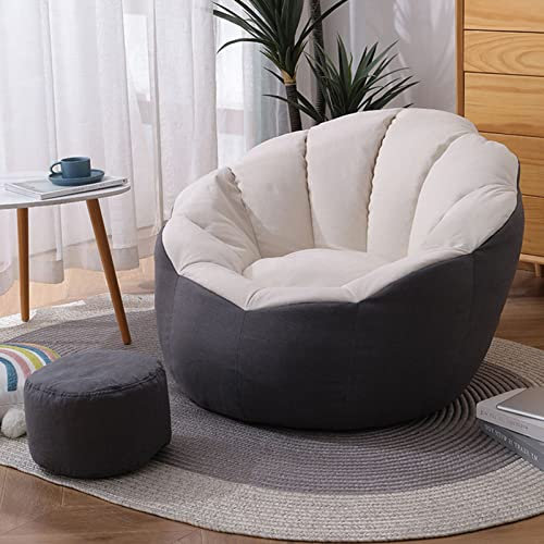 Großer Sitzsack, Liege für Erwachsene und Jugendliche, Einzelsitzsack, Loungesessel zum Spielen, Lesen und Entspannen, Weiß und Grau