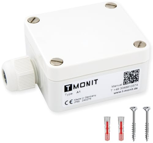 Tmonit - NTC 10 kOhm Aussentemperaturfühler inkl. Montagematerial | Gehäuse UV-beständig | Made in Germany | 3 Jahre Garantie | Temperatursensor Fühler Heizung NTC NTC10K | Aussenfühler NTC-Sensor